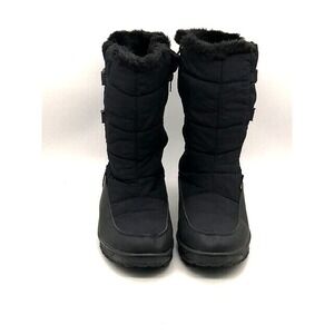 Tamarack Womens Snow Boots Black Nylon Ankle Faux Fur Lined Side Zip Buckles 8